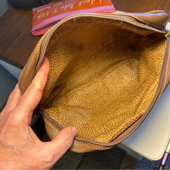 BORBONESE Vintage Redwall Partridge Eye Suede & Leather Clutch Cosmetic Pouch - Picture 4 of 12